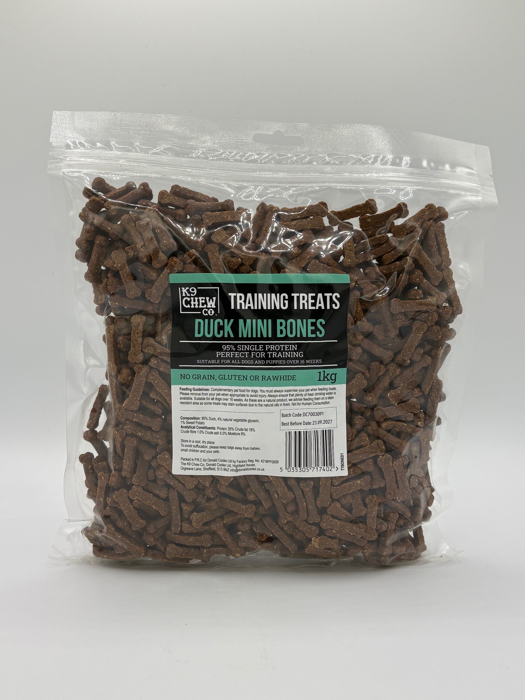 K9 Chew Co. Mini Bone Training Treats Duck 1kg