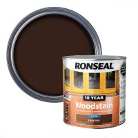 Ronseal 10 Year Woodstain Dark Oak Tin & Swatch