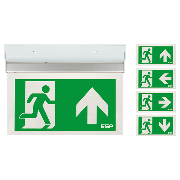 ESP Duceri Emergency Exit Sign 3W LED IP20 All Legends Lithium Battery Maintained White