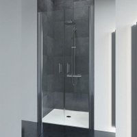 FLAIR FRAMELESS SALOON DOOR 900MM BRIGHT SILVER  WITH CLEAR GLASS