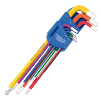 Draper Expert Metric Extra Long Hex and Ball End Key Set, Colour Coded, 9 Piece