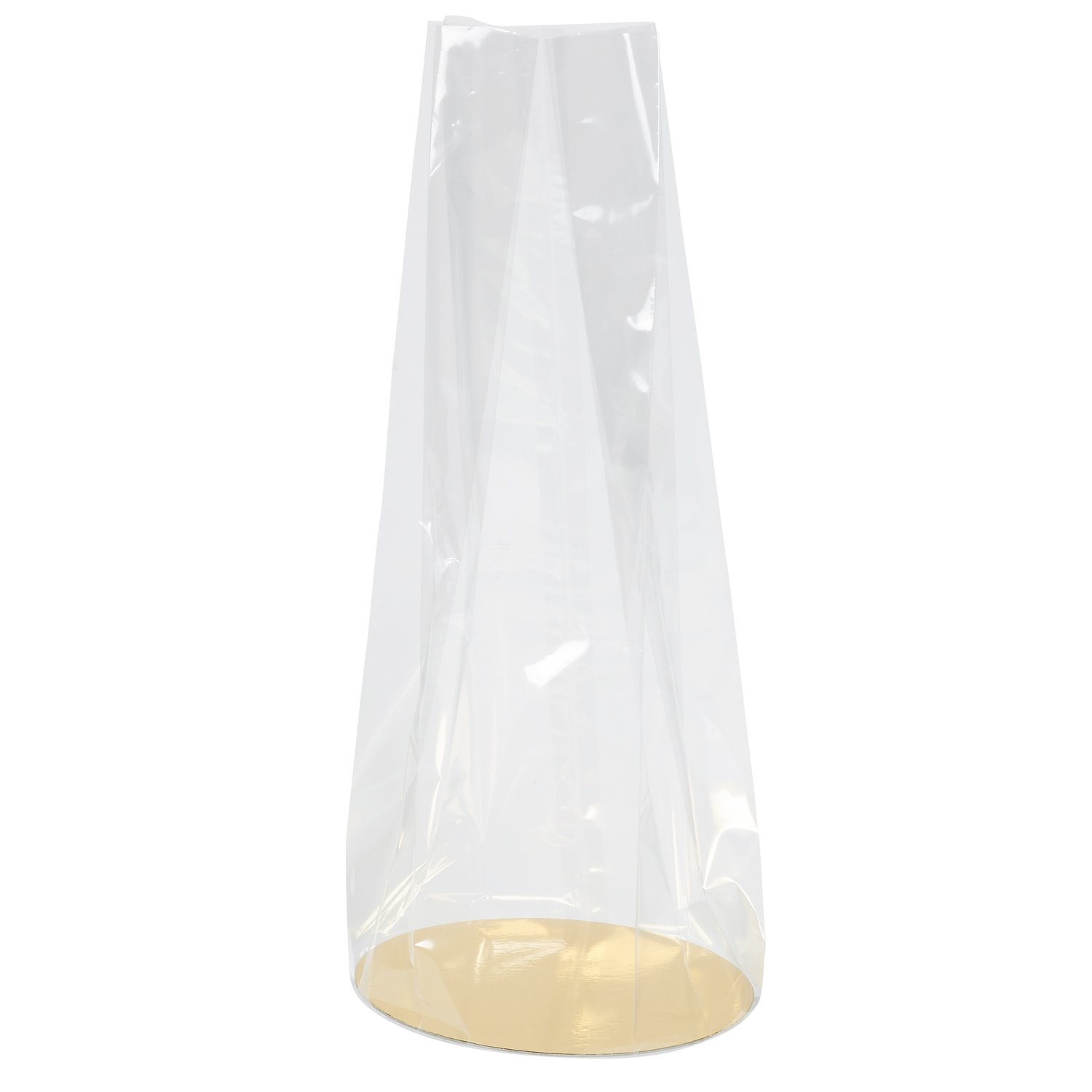 Clear 500 x 160mm diameter double gusseted bag with gold card  - 25pcs