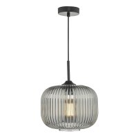 DEMARIUS 1LT PENDENT BLACK SMOKED GLASS