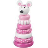 wooden stacking toy - pink mouse