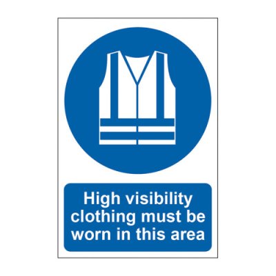High visibility clothing must be worn in this area - 1.2mm Recyclable PP (200 x 300mm)