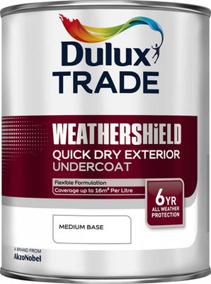 Dulux Trade Weathershield Quick Dry Exterior Undercoat Medium Base 1L Paint 5090535
