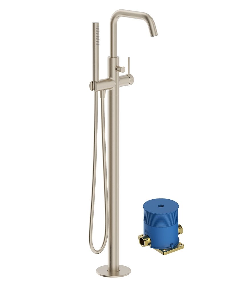 Alita Floor Standing Bath Shower Mixer Brushed Nickel