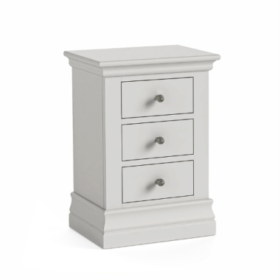 Mulberry 3 Drawer Bedside Locker - Light Grey