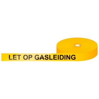 Waarschuwingslint - GEEL - B=40mm - D=0,15mm - L=250m/rol - opdruk: "LET OP GASLEIDINGEN"