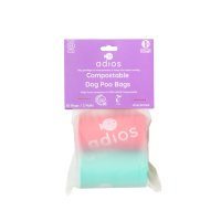 Adios Zero Plastic Poo Bags RAINBOW 2 x Rolls / 30 x Bags Non-Handle x 1