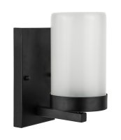 Rechargeable Black LED Wall Lamp with Glass Frosted Shade 29cmH