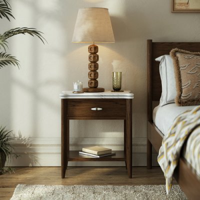 Florentia Marble & Oak Side Table 