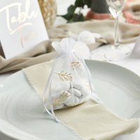 Gold Vine Organza Bags - Pack of 10