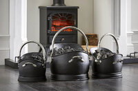 PREMIUM SET OF 3 BLACK & NICKLE HELMET COAL HODS