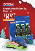 FAITHFULL 4 PIECE RATCHET TIE DOWN SET
