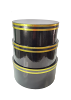 HAT BOX BLACK WITH GOLD RIM SET OF 3 BOXES