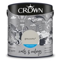 Crown Paint Mid Sheen Grey Putty 2.5l