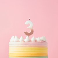 Rose Gold Ombre Number '3' Candle
