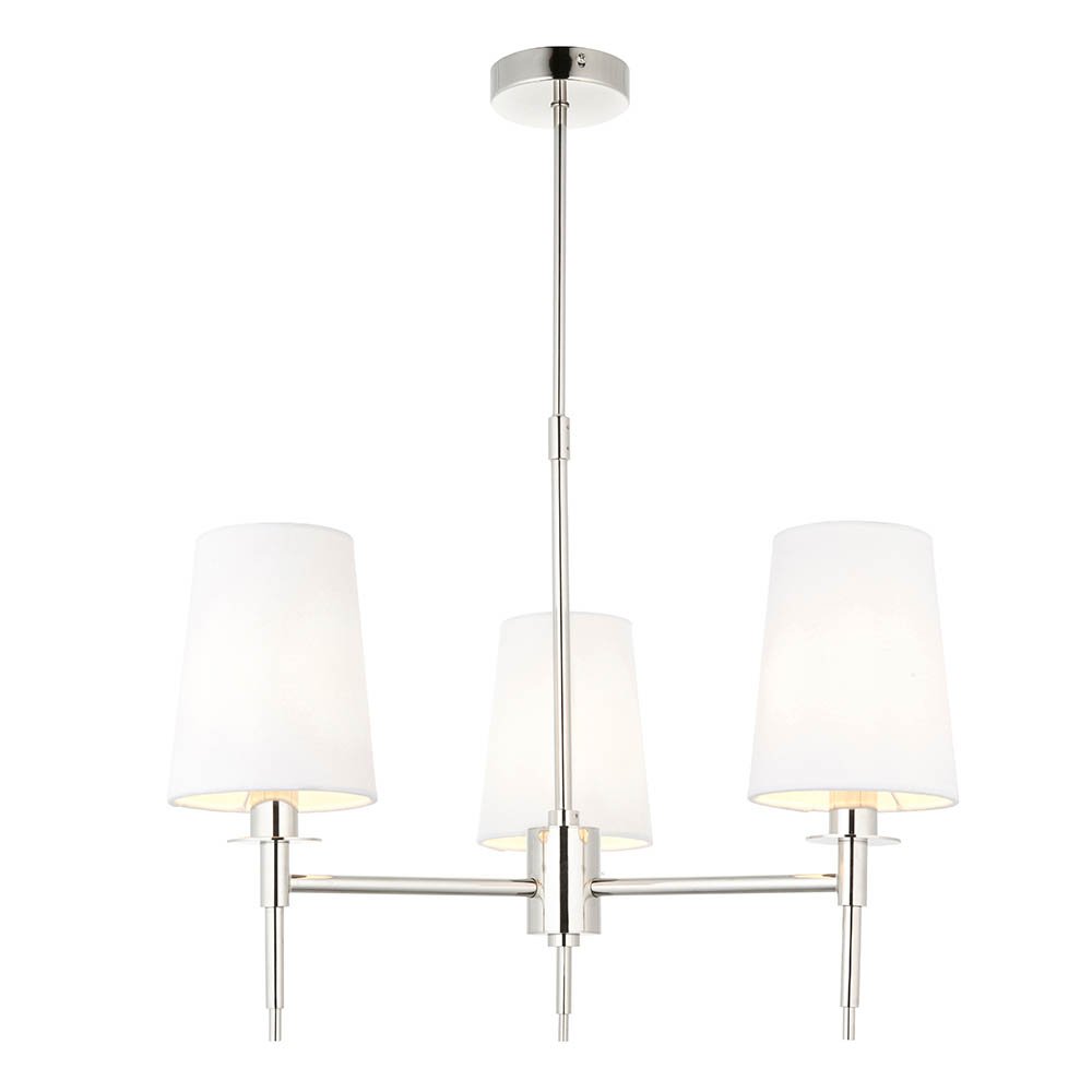 Endon Bright Nickel 3 Light Multi Arm Pendant With Tapered Shades