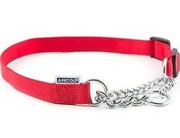 Ancol Nylon Half Check Collar 7-10 Red 29&frac12;" x 1