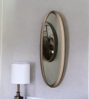 Brown Beige Long Oval Bevelled Mirror