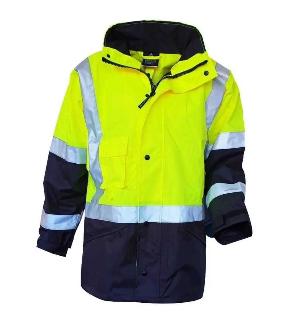 D/N Jacket, PU, X-Back, Hood, Yellow/Navy