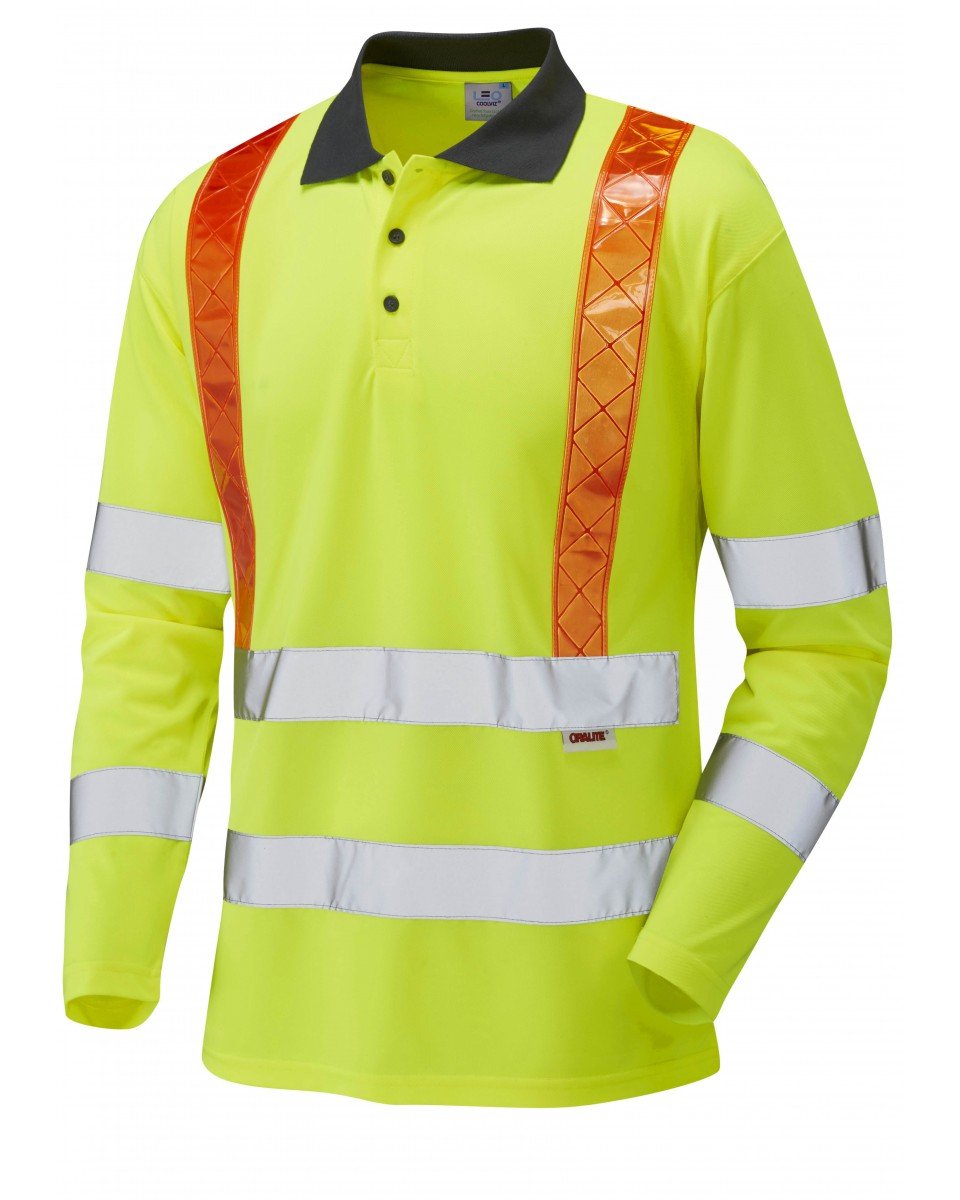 BICKLETON ISO 20471 CL 3 ORANGE BRACE COOLVIZ SLEEVED POLO SHIRT