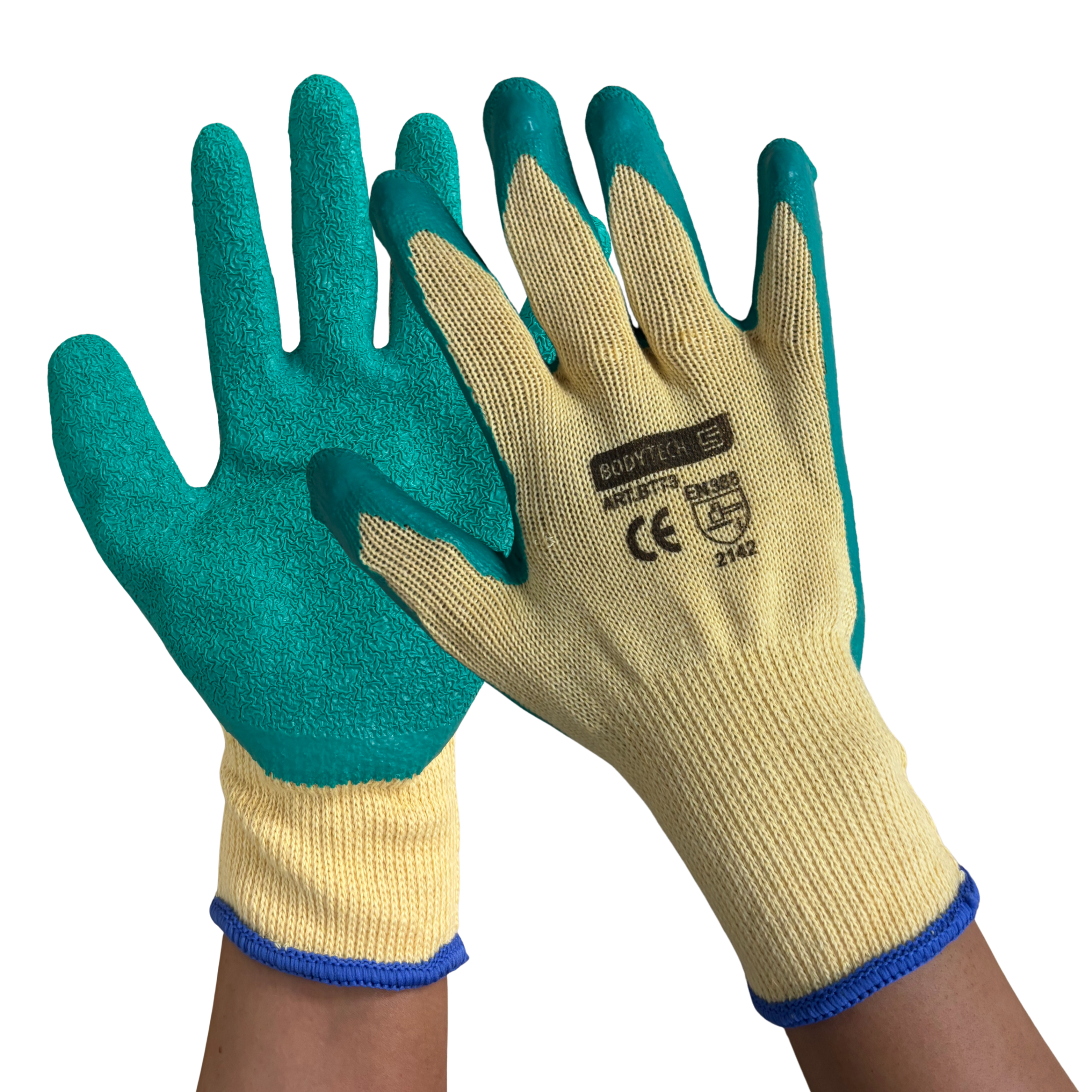 Bodytech Grab & Grip, Green Latex Coated Gloves
