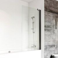 Tucker French 800mm Fixed Bath Screen Black 6mm Glass