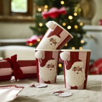 Vintage Santa Paper Cups - Pack of 8