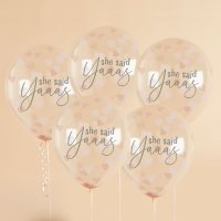 Rose Gold 'She Said Yaaas' Confetti 12" Latex Balloons - Pack of 5