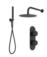 ALITA KNURLED SHOWER SET 2 MATT BLACK