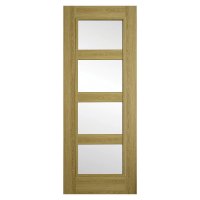 Shaker 4 Panel Luxury Laminate Limed Oak Clear Glass