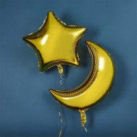 Moon 28" & Star 24" Gold Foil Balloons - Pack of 2