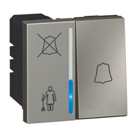 Arteor Neon Lamp & Bell Push Hotel 2 Module - Magnesium  | LV0501.2501