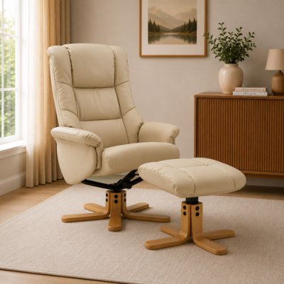 Sand Lille Recliner & Footstool