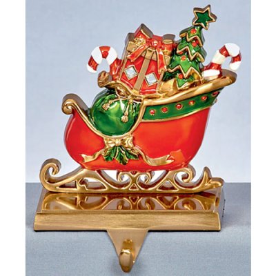 16CM Multi Coloured Metal Sleigh Stocking Holder