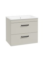 CORTA WALL HUNG 60CM TWO DRAWER UNIT WHISPERING WILLOW-BLACK HANDLES