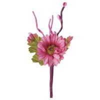 Flower With Leaves/Twig Fuchsia 80mm - Pack of 24