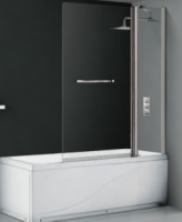 FBS4S DOUBLE SQUARE BATHSCREEN BRIGHT SILVER WITH CLEAR GLASS..stabilising bar supplied...