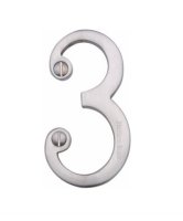 C1560-3-SC - Heritage Brass Numeral 3 Face Fix 76mm (3) Satin Chrome Finish