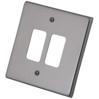 Gunmetal Grey 2 Gang Grid Plate 6104-351