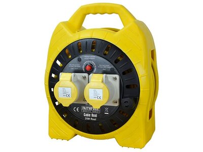 Faithfull Enclosed Cable Reel 110V 25M 16A 2G