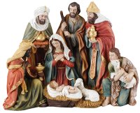 Nativity Set/Resin/Holy Family/Kings/Shepherd - 8 inch  (89708)