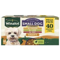 Winalot Small Dog Mixed in Gravy Beef Chicken and Lamb Wet Food Pouch 40x100gm 