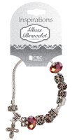 Metal/Glass Bracelet With Cross/Ruby   (64513)