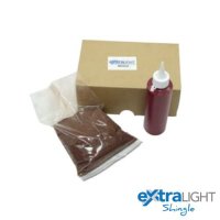 ExtraLight Roof Tile Repair Kit in ember colour, showing bag of granules, glue and box