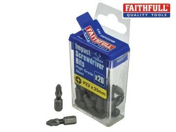 Pozi Impact Screwdriver Bits PZ2 x 25mm (Pack 20)