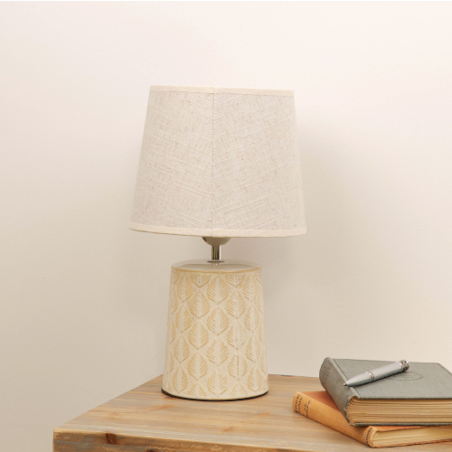 Hestia Leaf Print Table Lamp w/ Beige Linen Shade (8/6)