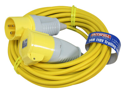 Faithfull Trail Lead 14m 110V 32AMP 2.5mm Cable Extension Lead